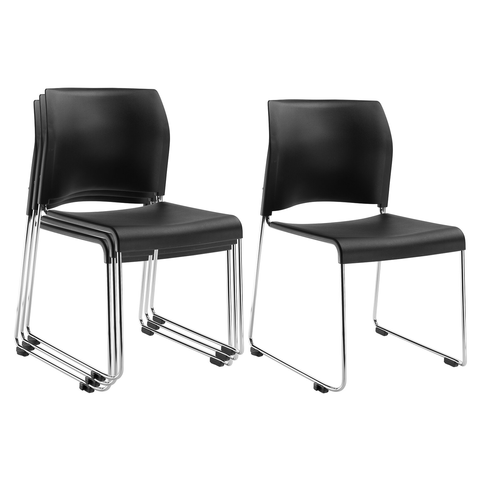 NPS 8800 Series Stacking Chair, Black, 4 Pack (8810-11-10/4)