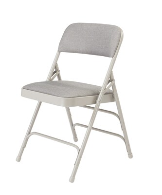 NPS 2300 Series Fabric Padded Triple Brace Double Hinge Premium Folding Chairs, Graystone/Gray, 52 Pack (2302/52)