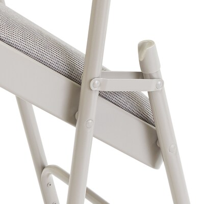 NPS 2300 Series Fabric Padded Triple Brace Double Hinge Premium Folding Chairs, Graystone/Gray, 52 Pack (2302/52)