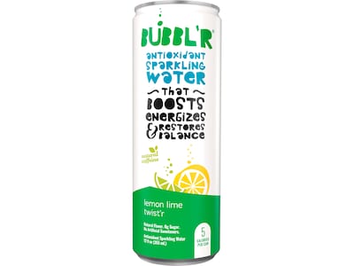 Bubblr Antioxidant Lemon Lime Twistr Flavored Sparkling Water, 12 fl. oz., 12 Cans/Carton (0284356