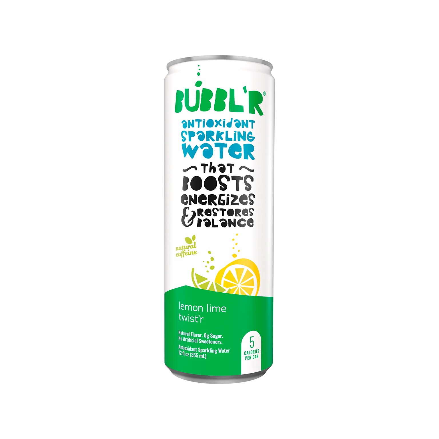 Bubblr Antioxidant Lemon Lime Twistr Flavored Sparkling Water, 12 oz., 12 Cans/Carton (028435600145)
