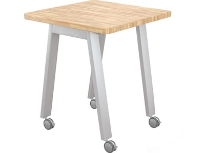 MooreCo Compass Makerspace 36 Table with Butcher Block, Beige/Platinum (91697-E-BUTCHER)