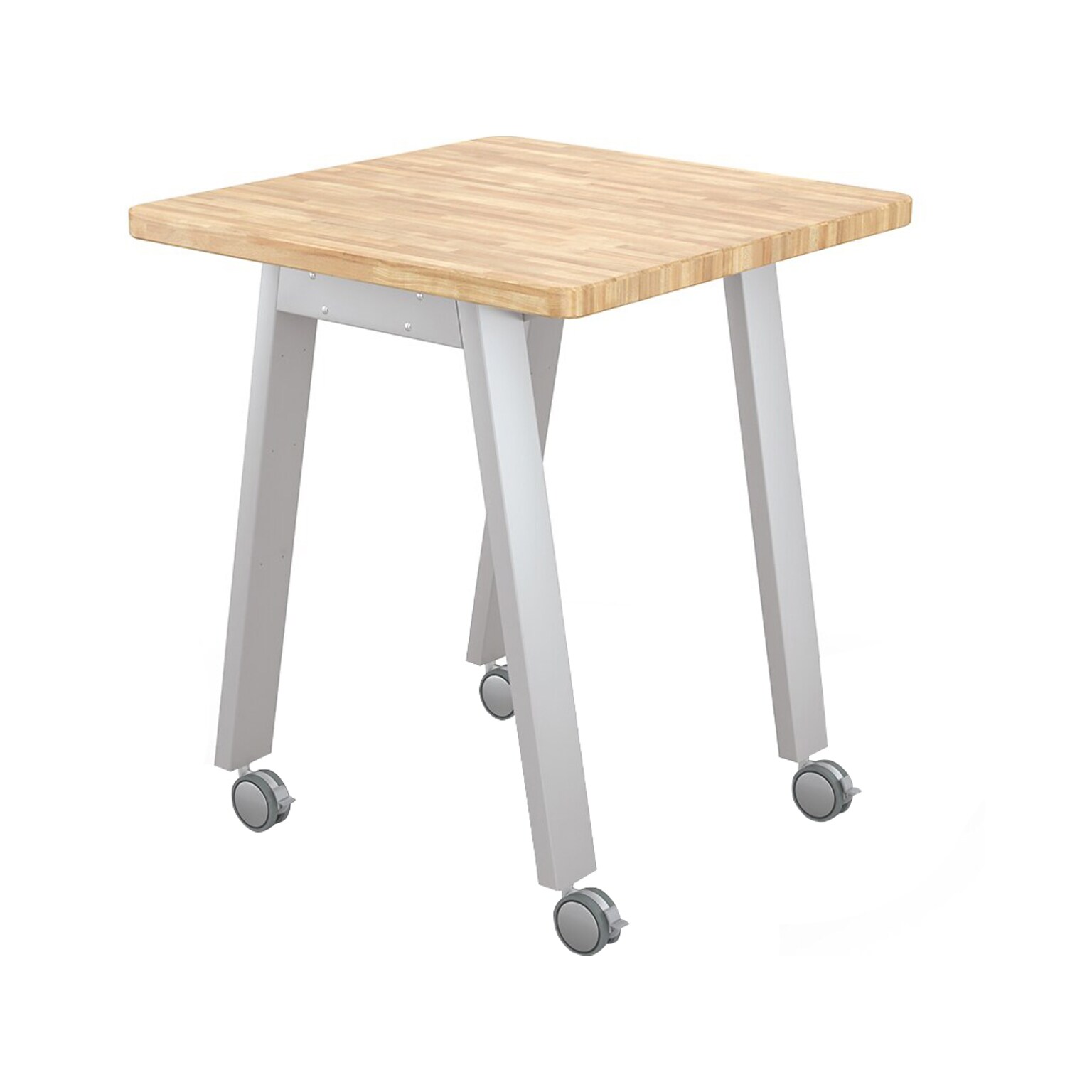 MooreCo Compass Makerspace 36 Table with Butcher Block, Beige/Platinum (91697-E-BUTCHER)