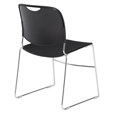 NPS 8500 Series Steel Frame Compact Plastic Stack Chair, Black, 80 Pack (8510/80)