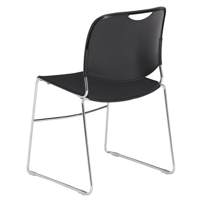 NPS 8500 Series Steel Frame Compact Plastic Stack Chair, Black, 80 Pack (8510/80)