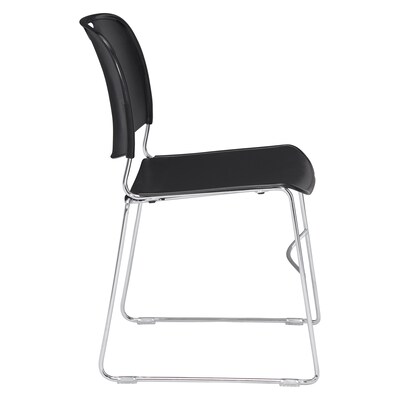 NPS 8500 Series Steel Frame Compact Plastic Stack Chair, Black, 80 Pack (8510/80)