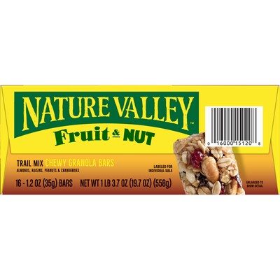 Nature Valley Fruit & Nut Nutrition Bar, 16 Bars/Box (GEM1512)