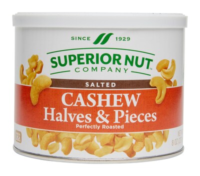 SUPERIOR NUT COMPANY Roasted Salted Cashew Halves, 8 oz., 12 Bags/Pack (259-00004)