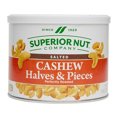 Superior Nut Salted Cashew Halves, 8 oz, 12 Count