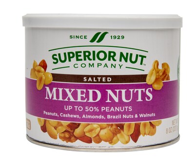 SUPERIOR NUT COMPANY Salted Mixed Nuts, 8 oz., 12 Bags/Pack (259-00003)