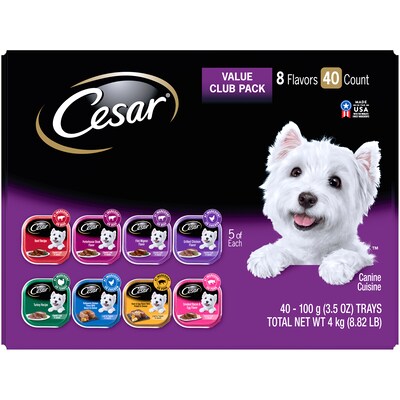 Cesar Canine Cuisine Wet Dog Food, Variety Pack, 3.5 oz., 40/Pack (220-01093)