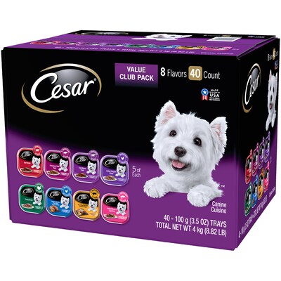 Cesar Canine Cuisine Wet Dog Food, Variety Pack, 3.5 oz., 40/Pack (220-01093)