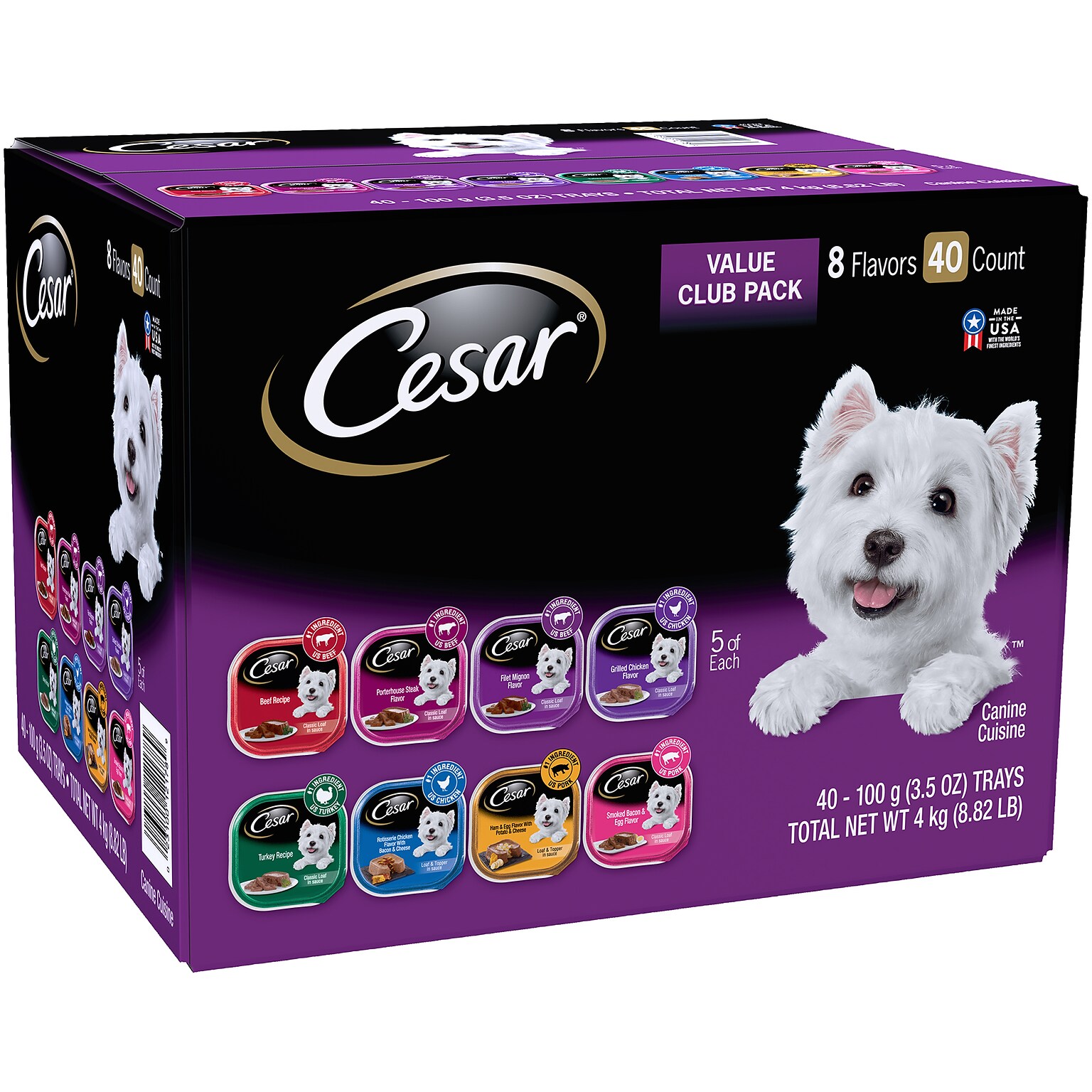 Cesar Canine Cuisine Wet Dog Food, Variety Pack, 3.5 oz., 40/Pack (220-01093)