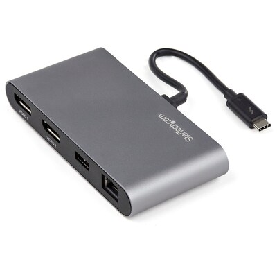 Thunderbolt 3 Mini Dock - Portable Dual Monitor TB3 Docking Station DisplayPort 4K 60Hz - 1x USB-A, GbE - 28cm (11) Cable