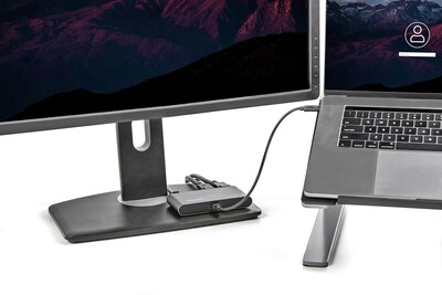 Thunderbolt 3 Mini Dock - Portable Dual Monitor TB3 Docking Station DisplayPort 4K 60Hz - 1x USB-A, GbE - 28cm (11") Cable