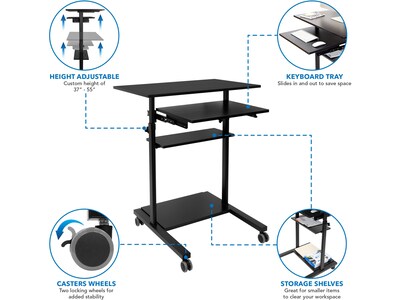 Mount-It! Mobile 32"W Adjustable Standing Desk, Black (MI-7998B)