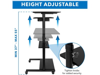 Mount-It! Mobile 32"W Adjustable Standing Desk, Black (MI-7998B)