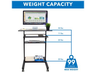 Mount-It! Mobile 32"W Adjustable Standing Desk, Black (MI-7998B)