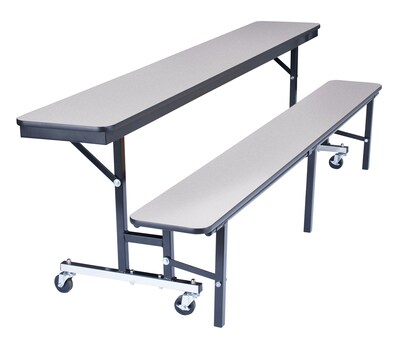 NPS CBG Series High Pressure Laminate 8' Mobile Convertible Bench, Grey Nebula (CBG96MDPEPCGYGY)