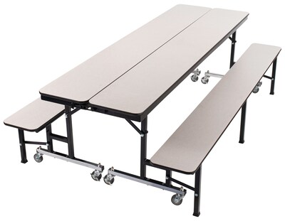 NPS CBG Series High Pressure Laminate 8' Mobile Convertible Bench, Grey Nebula (CBG96MDPEPCGYGY)