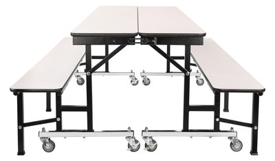 NPS CBG Series High Pressure Laminate 8' Mobile Convertible Bench, Grey Nebula (CBG96MDPEPCGYGY)