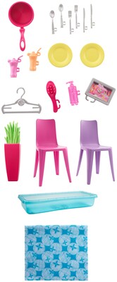Mattel Barbie Dollhouse, Furniture, and Accessories, Pink  (FXG54)