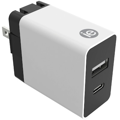 iEssentials 3.4-Amp Dual Port Wall Charger with USB and USB-C, White (IEN-AC31A1C-WT)