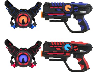 ArmoGear Laser Battle Guns & Vests, Blue/Red, 2/Pack | Quill