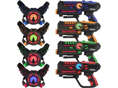 ArmoGear Laser Battle Guns & Vests, Blue/Red/Orange/Green, 4/Pack | Quill