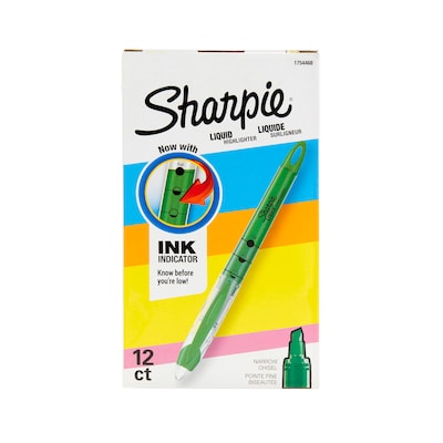 Sharpie Accent Pocket Style Highlighter Chisel Tip Fluorescent Green Dozen