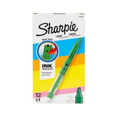 Sharpie Liquid Highlighter, Chisel Tip, Green, Dozen (24426/1754468)