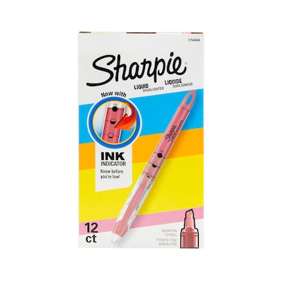 Sharpie Liquid Highlighter, Chisel Tip, Pink, Dozen (1754464)