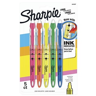 Sharpie Liquid Highlighters, Chisel, Assorted, 5/Pack (24575PP)