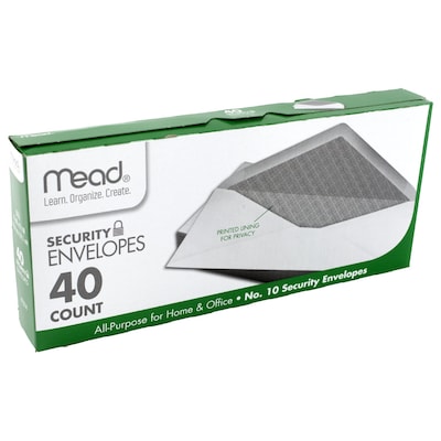 Mead #10 Security Envelopes, 4-1/4 x 9, White, 40 Count (75214)