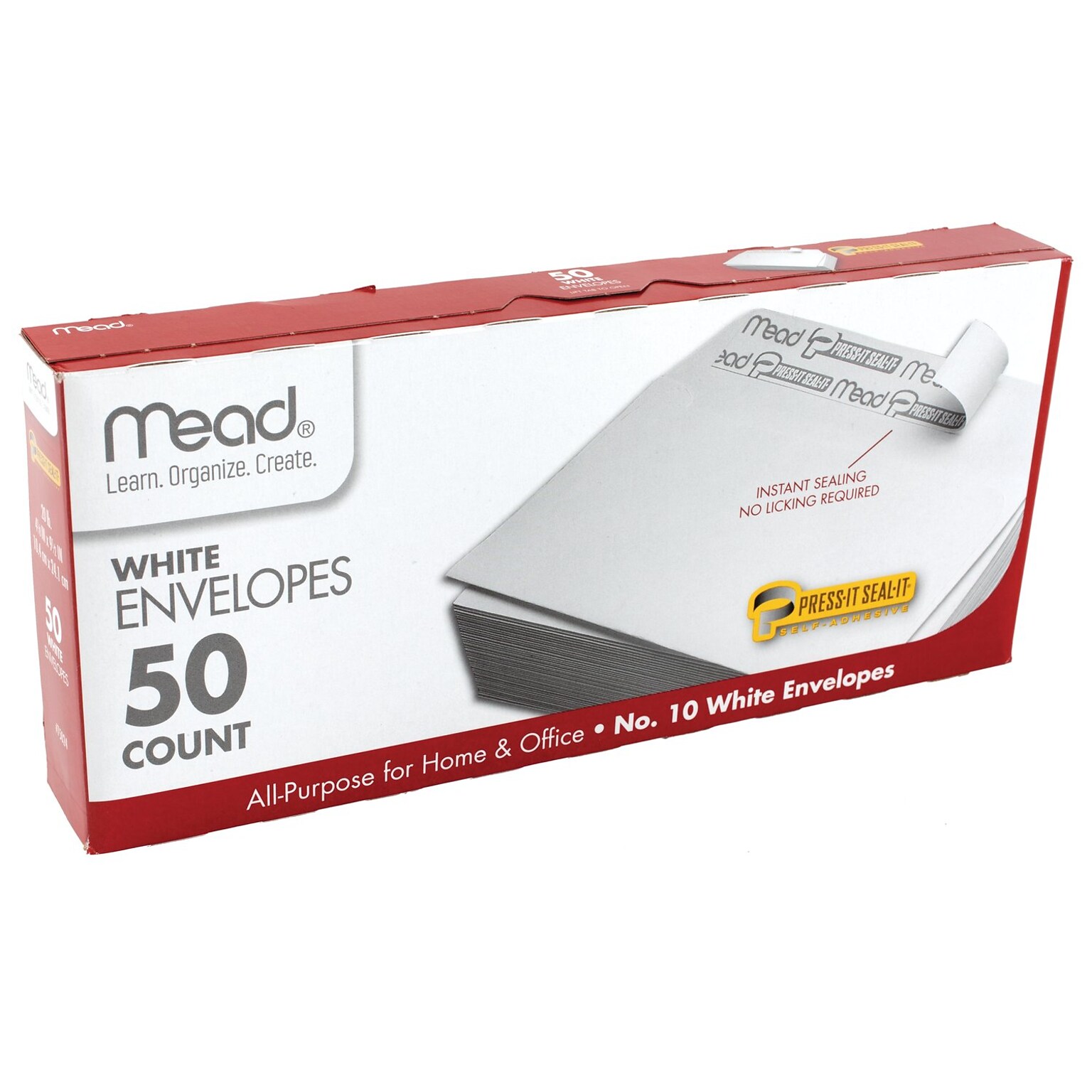 Mead #10 Envelopes, Press-It Seal-It, 4-1/4 x 9-1/8, White, 50 per Box (75024)