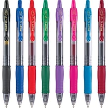 Pilot G2 Retractable Gel Pens, Bold Point, Assorted Ink, 8/Pack (31654)