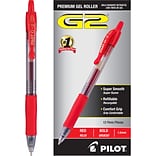 Pilot G2 Retractable Gel Pens, Bold Point, Red Ink, Dozen (31258)
