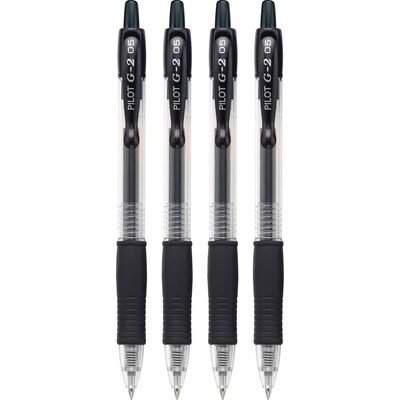 Pilot G2 Retractable Gel Pens, Extra Fine Point, Black Ink, 4/Pack (31055)