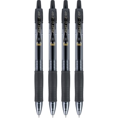 Pilot G2 Retractable Gel Pens, Fine Point, Black Ink, 4/Pack (31057)