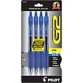 Pilot G2 Retractable Gel Pens, Fine Point, Blue Ink, 4/Pack (31058)