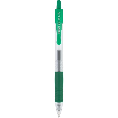 Pilot G2 Retractable Gel Pens, Extra Fine Point, Green Ink, Dozen (31005)