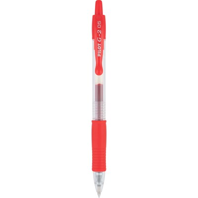 Pilot G2 Retractable Gel Pens, Extra Fine Point, Red Ink, Dozen (31004)