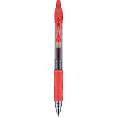 Pilot G2 Retractable Gel Pens, Fine Point, 0.7mm, Red Ink, Dozen (31022)