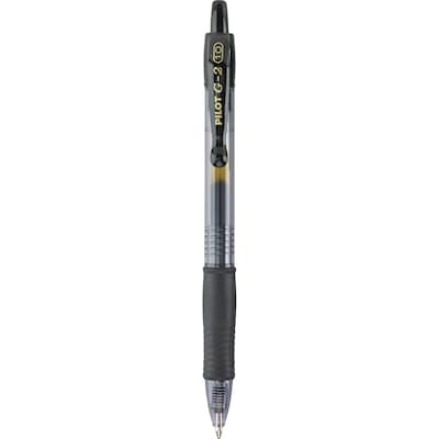 Pilot G2 Retractable Gel Pens, Bold Point, 1.0mm, Black Ink, Dozen (31256)