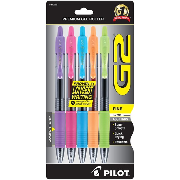 Pilot 31294 G2 20 Pack, 0.7mm Gel Ink Rolling Ball Pen in 15 Assorted  Colors