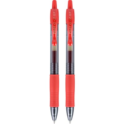 Pilot G2 Retractable Gel Pens, Fine Point, Red Ink, 2/Pack (31033)