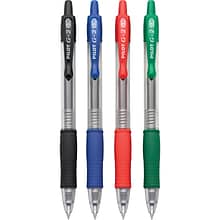 Pilot G2 Retractable Gel Pens, Ultra Fine Point, Assorted Ink, 4/Pack (31276)
