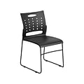 Flash Furniture HERCULES Series Plastic Sled Base Stack Chair with Air-Vent Back, Black, 5 Pack (5RU