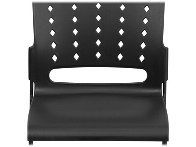 Flash Furniture HERCULES Series Plastic Sled Base Stack Chair with Air-Vent Back, Black, 5 Pack (5RUT2BK)