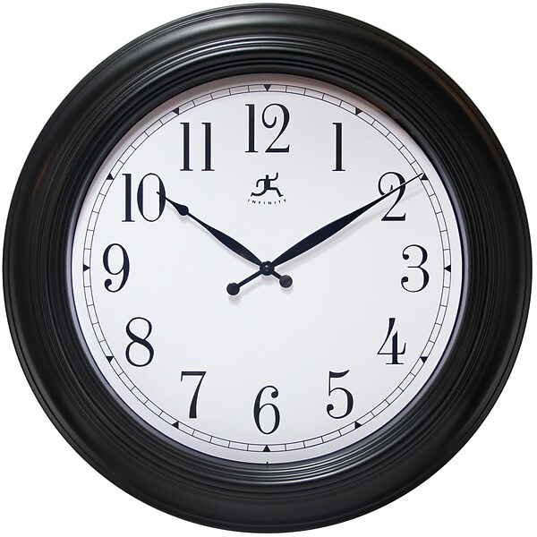 Infinity Instruments 24 Round Wall Clock, Black Finish  (15212BK-4025)